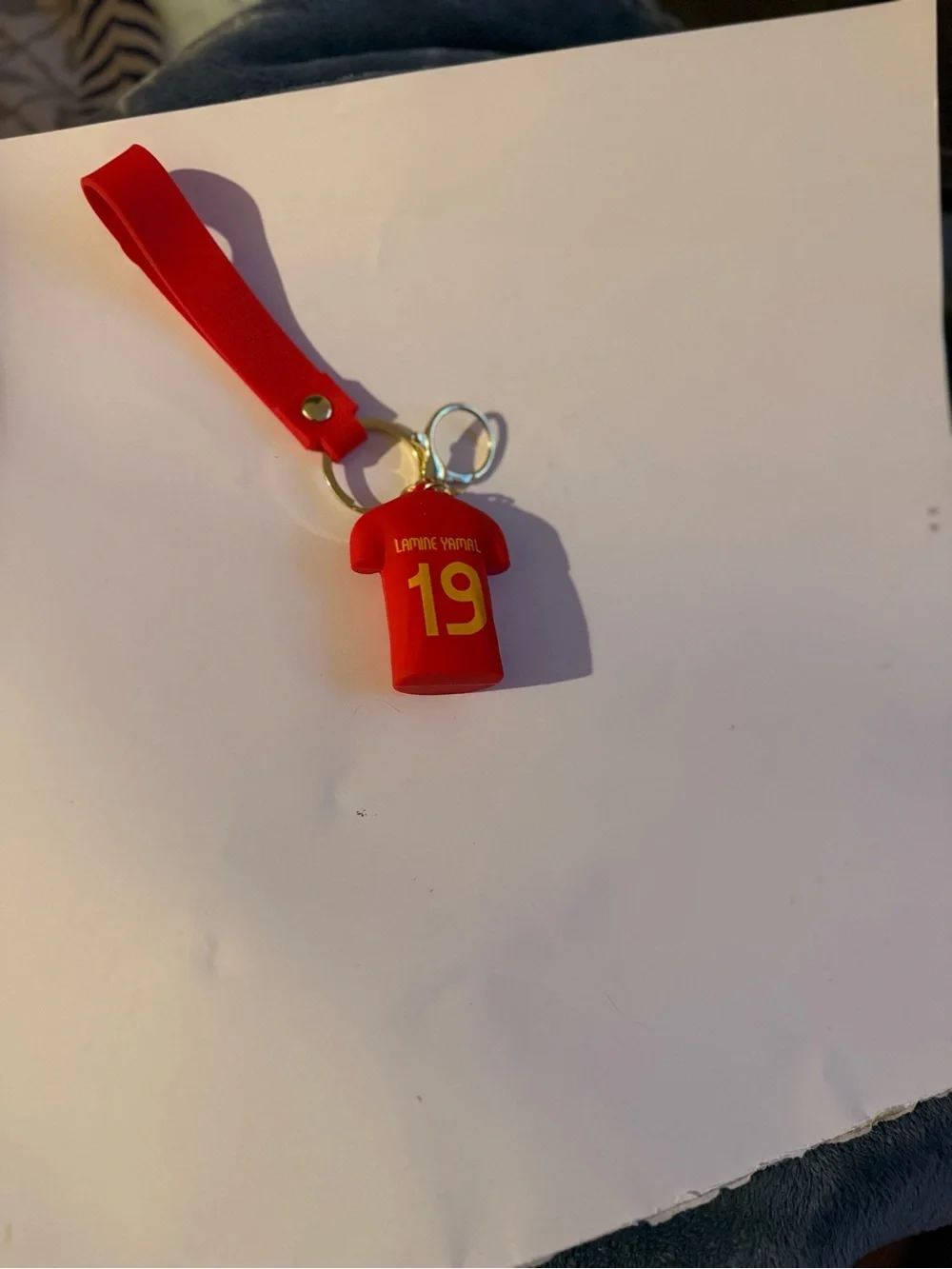 Number 19 Red Jersey Keychain with Gold Hardware